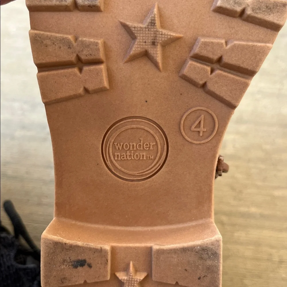 Wonder Nation Girl’s Brown Ankle Boots with Buckle Detail